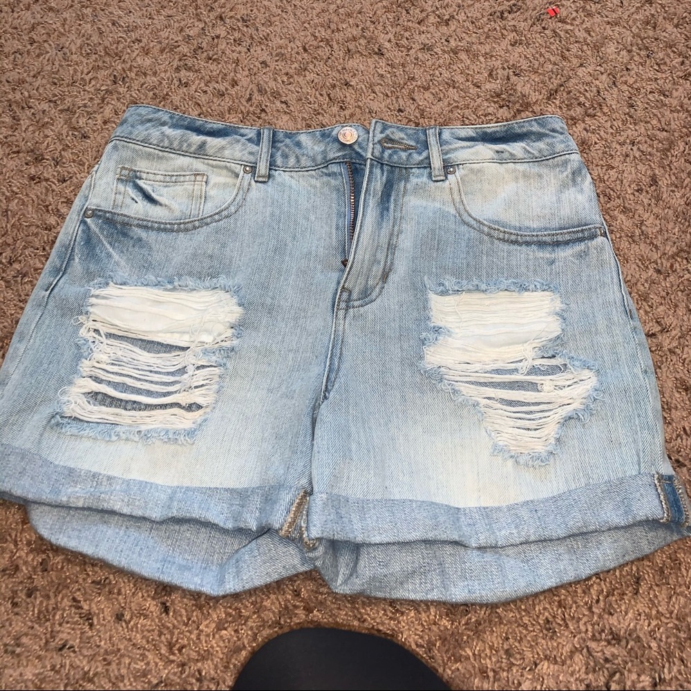 Mom ripped jean shorts